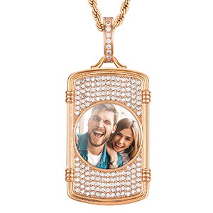 Solid 925 Silver Custom Photo VVS Diamond Picture Memory Hip Hop Chain Necklace
