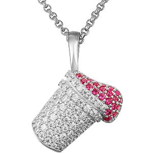 925 Solid Sterling Silver Genuine VVS Diamond Syrup Hip Hop Pendant Chain Necklace