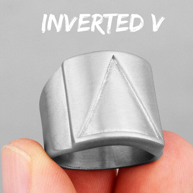 Mens 14k Gold Black Silver 316L Solid No Fade Stainless Steel Cosmic Triangle Rings