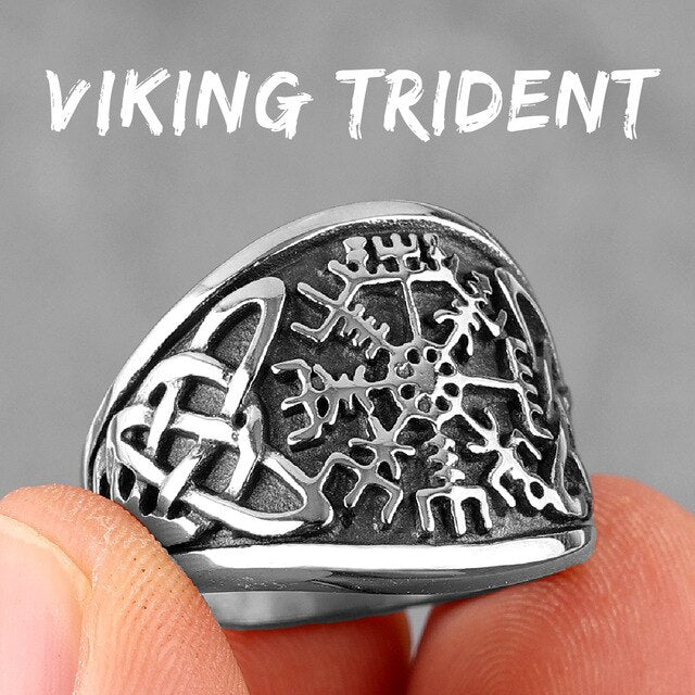 Mens Vintage Look Norse God Mythology Solid No Fade 14k Over Stainless Steel Rings