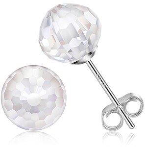 Solid 925 Sterling Silver Genuine VVS Lab Diamond Moissanite Disco Ball Bling Earrings