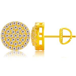 Genuine VVS Diamond Solid Sterling Silver Ice Cluster Hip Hop Earrings