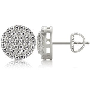 Genuine VVS Diamond Solid Sterling Silver Ice Cluster Hip Hop Earrings