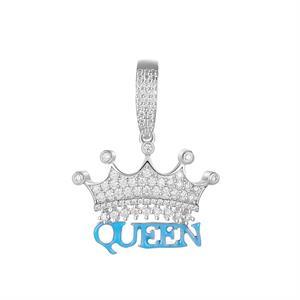 Genuine VVS Diamond Solid 925 Sterling Silver Queen Iced Hip Hop Necklace