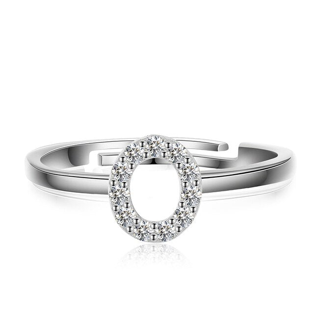 Genuine VVS Moissanite 925 Sterling Silver Letter Initial Adjustable Rings