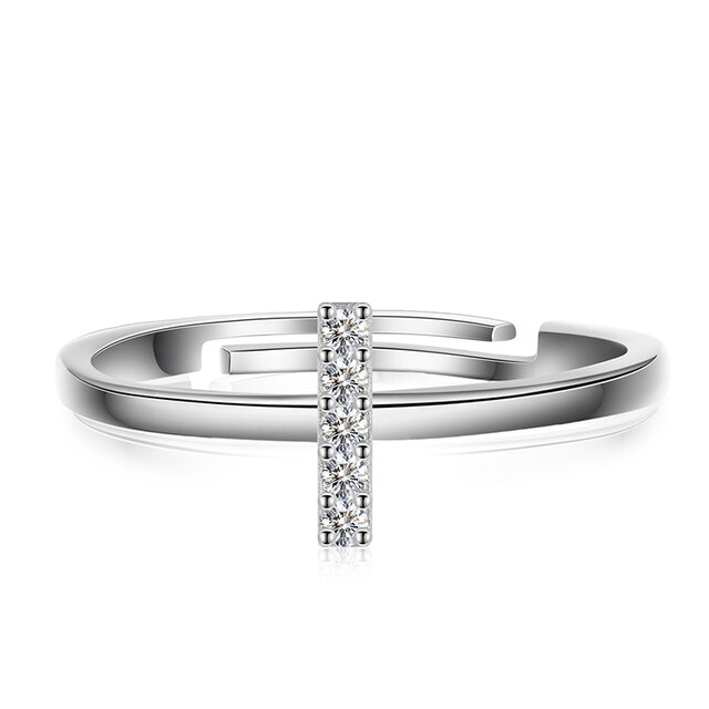 Genuine VVS Moissanite 925 Sterling Silver Letter Initial Adjustable Rings