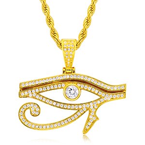 18k Gold 925 Silver Ancient African Eye Of Horus Hip Hop Pendant Chain