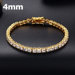 Flooded Ice Fashion Iced Blinged Out 3mm/4mm 3A Zircon Stone Tennis Bracelets