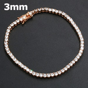 Flooded Ice Fashion Iced Blinged Out 3mm/4mm 3A Zircon Stone Tennis Bracelets