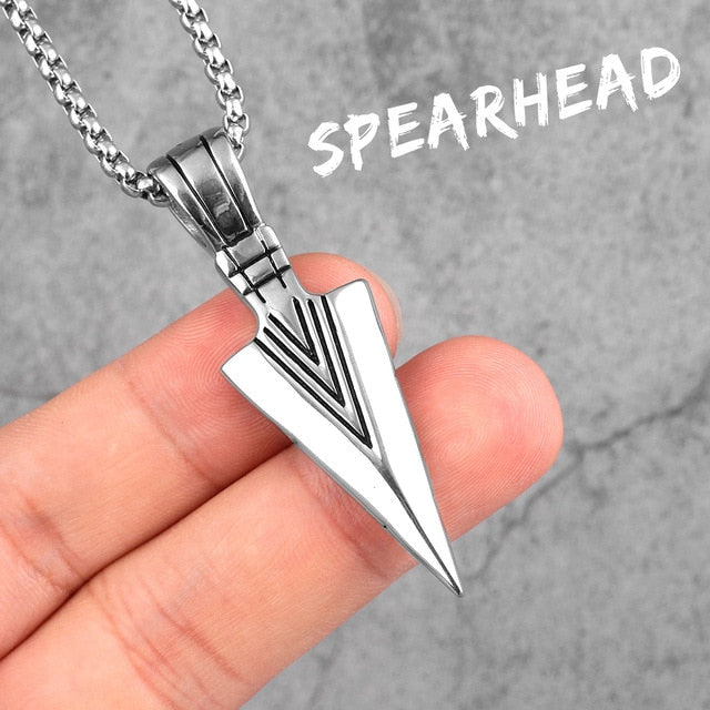 Mens 14k Gold Black Over No Fade Stainless Steel Spartan Spearhead Street Wear Pendant