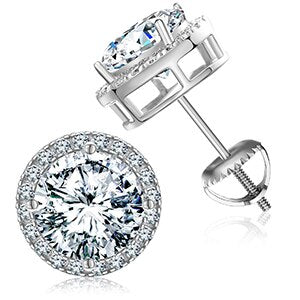 Genuine VVS Diamond Stone Solid Silver Ascher Cut Square Iced Blinged Out Earrings