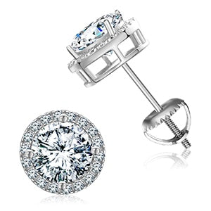 Genuine VVS Diamond Stone Solid Silver Ascher Cut Square Iced Blinged Out Earrings