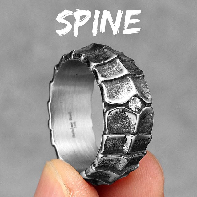 No Fade Stainless Steel Dragon Scales Mens Street Wear Casual Rings