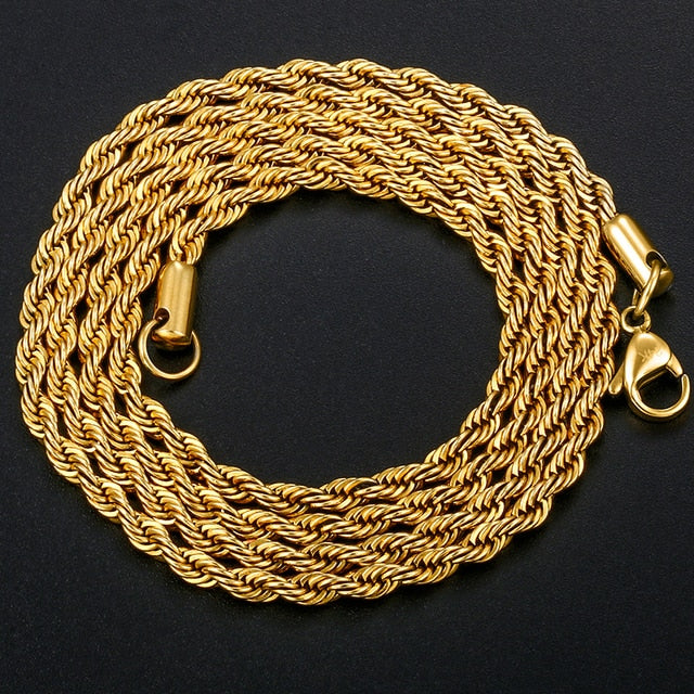 Mens Hip Hop Classic Rope Cuban Franco Link Bling Tennis Chain Necklaces