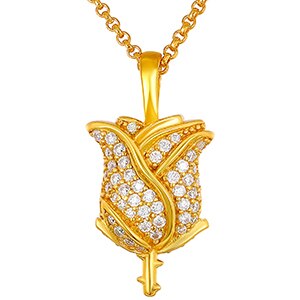 Ladies Genuine VVS Diamond Solid Sterling Silver Rose Beauty Chain Necklace