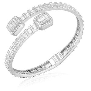 Genuine VVS Moissanite Diamond Hip Hop Baguette Bangle Iced Blinged Out Bracelets