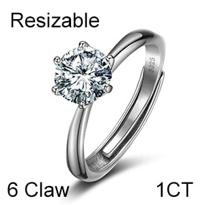 Ladies Genuine VVS Diamond Solid Sterling Silver 925 0.5/1ct Luxury Bling Resizable Rings