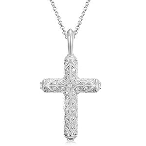 Ladies Spiritual Solid 925 Silver Genuine VVS Mossanite Diamond Cross Chain Necklace
