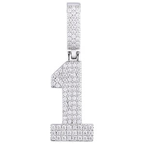 Mens 925 Solid Silver No Fade Real VVS Diamond Lucky Numbers Hip Hop Pendant Chains