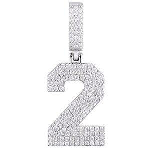 Mens 925 Solid Silver No Fade Real VVS Diamond Lucky Numbers Hip Hop Pendant Chains