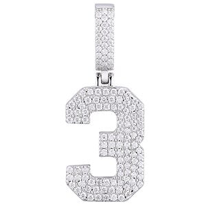 Mens 925 Solid Silver No Fade Real VVS Diamond Lucky Numbers Hip Hop Pendant Chains