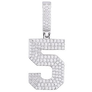 Mens 925 Solid Silver No Fade Real VVS Diamond Lucky Numbers Hip Hop Pendant Chains