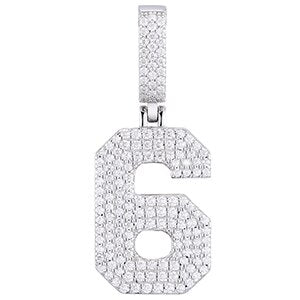 Mens 925 Solid Silver No Fade Real VVS Diamond Lucky Numbers Hip Hop Pendant Chains