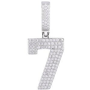 Mens 925 Solid Silver No Fade Real VVS Diamond Lucky Numbers Hip Hop Pendant Chains