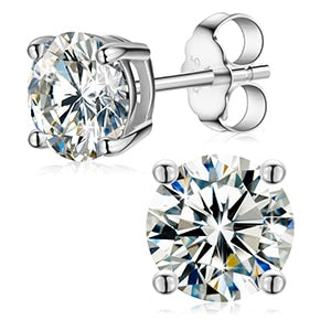 Solid No Fade 925 Sterling Silver 2ct Real VVS Solitaire Iced Blinged Out Earrings