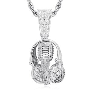 Flooded Ice 18k Gold 925 Silver Micro Phone Fiend Hip Hop Pendant Chain Necklace