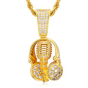 Flooded Ice 18k Gold 925 Silver Micro Phone Fiend Hip Hop Pendant Chain Necklace