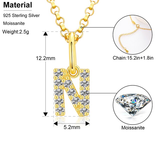 Ladies D Color VVS Genuine Diamond Solid Sterling Silver Micro Bling Initial Letter Necklace