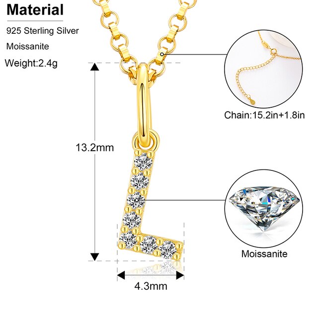 Ladies D Color VVS Genuine Diamond Solid Sterling Silver Micro Bling Initial Letter Necklace