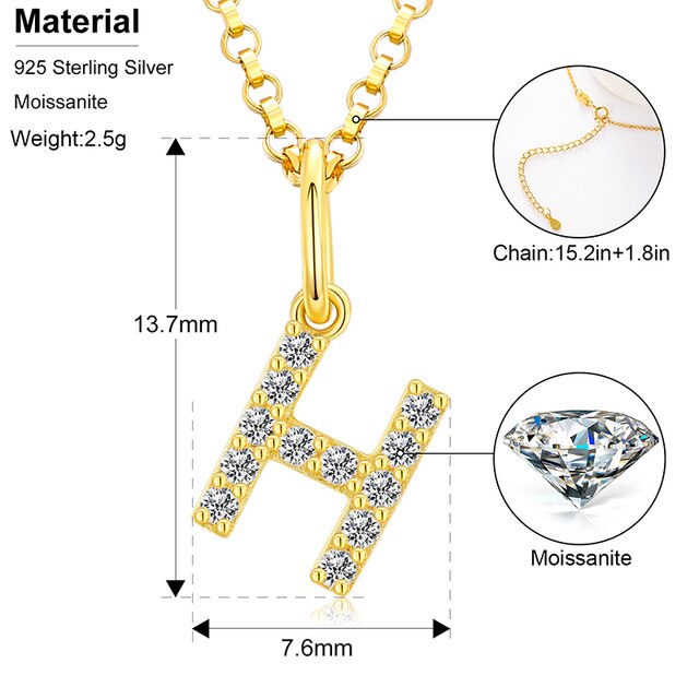 Ladies D Color VVS Genuine Diamond Solid Sterling Silver Micro Bling Initial Letter Necklace