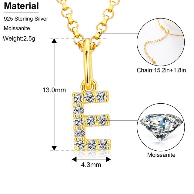 Ladies D Color VVS Genuine Diamond Solid Sterling Silver Micro Bling Initial Letter Necklace