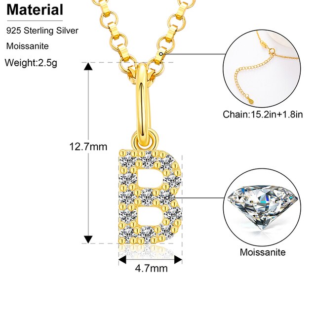 Ladies D Color VVS Genuine Diamond Solid Sterling Silver Micro Bling Initial Letter Necklace