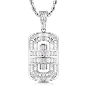 Mens Flooded Ice Baguette 18k Gold 925 Silver D-Tag Style Hip Hop Pendant