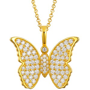 Ladies Solid 925 Sterling Silver VVS Diamond Butterfly Casual Bling Bling Pendant Necklace