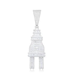 The Plug | Baguette Iced Blinged Out Moissanite Diamond Solid Silver Power Plug Pendant