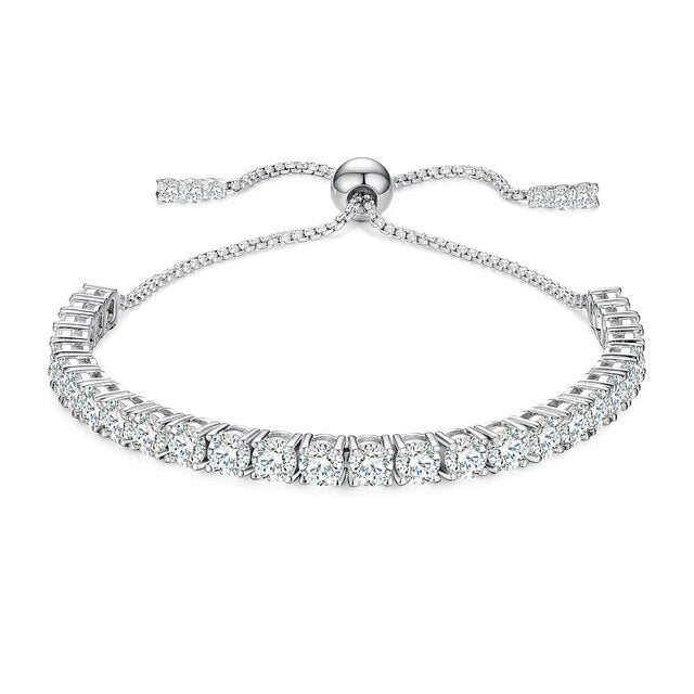 Solid 925 Sterling Silver 3mm Roud VVS Diamond Stone Miami Curb Cuban Link Bracelets