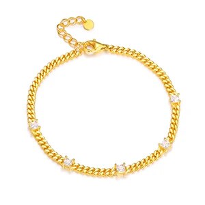 Solid 925 Sterling Silver 3mm Roud VVS Diamond Stone Miami Curb Cuban Link Bracelets