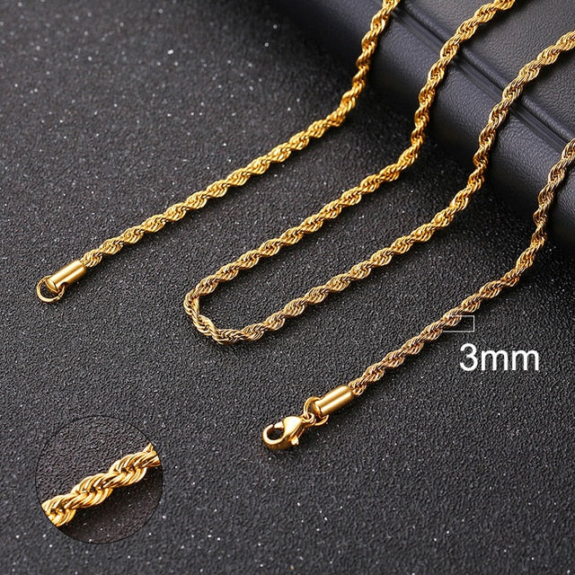 Mens Stainless Steel No Fade Curb Cuban Link Classic Hip Hop Chain Necklaces