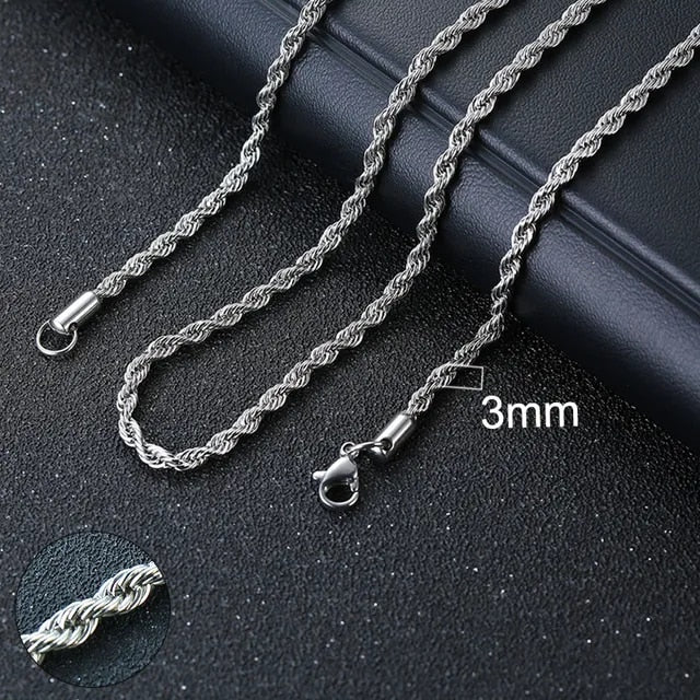Mens Stainless Steel No Fade Curb Cuban Link Classic Hip Hop Chain Necklaces