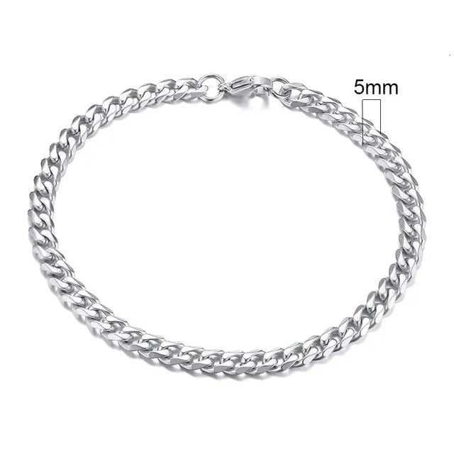 Mens Classic Miami Curb Cuban Link No Fade Stainless Steel Street Wear Bracelets