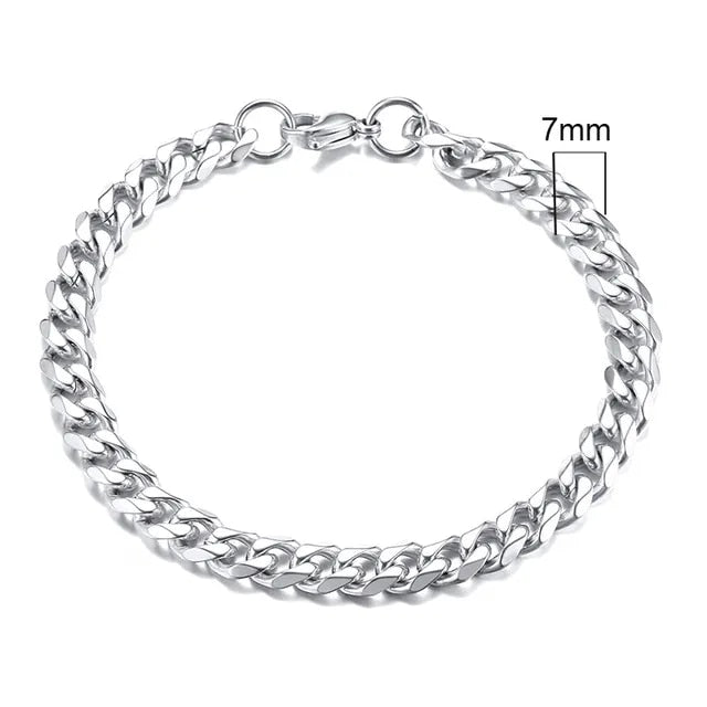 Mens Classic Miami Curb Cuban Link No Fade Stainless Steel Street Wear Bracelets