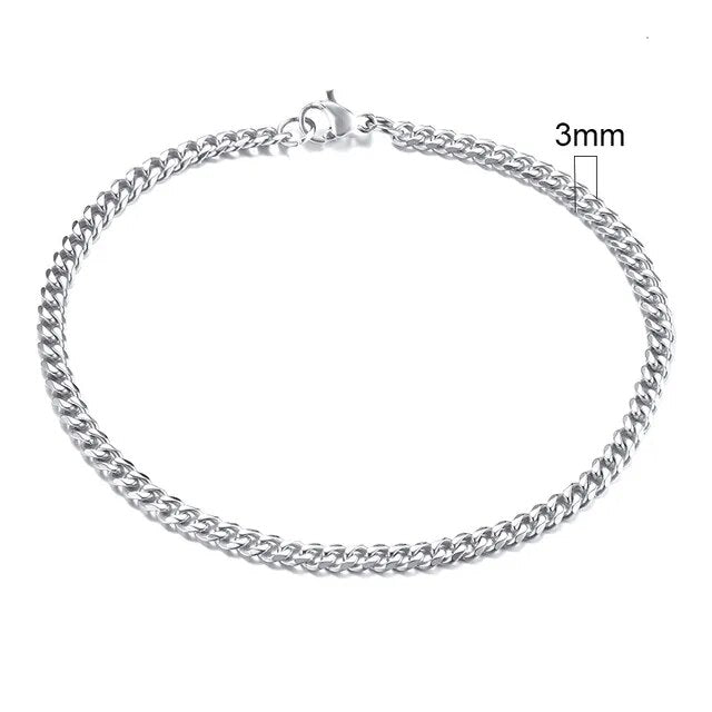 Mens Classic Miami Curb Cuban Link No Fade Stainless Steel Street Wear Bracelets