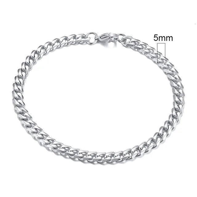 Mens Classic Miami Curb Cuban Link No Fade Stainless Steel Street Wear Bracelets
