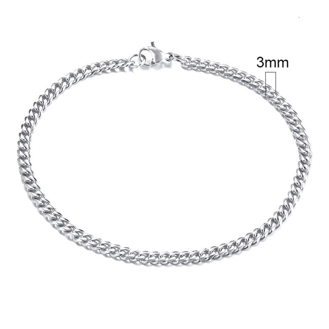 Mens Classic Miami Curb Cuban Link No Fade Stainless Steel Street Wear Bracelets