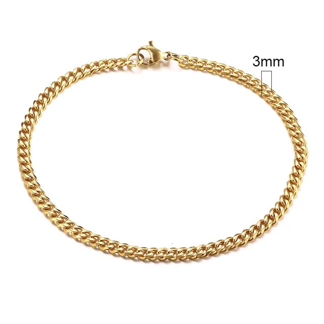 Mens Classic Miami Curb Cuban Link No Fade Stainless Steel Street Wear Bracelets