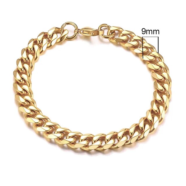 Mens Classic Miami Curb Cuban Link No Fade Stainless Steel Street Wear Bracelets